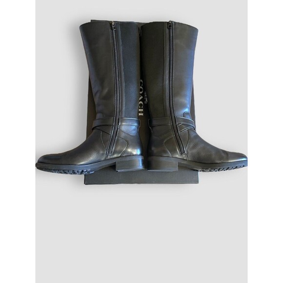 Coach Riding Boots Essex Semi Matte Leather/Stretch Black Women' SZ 6.5B 36.5 EU - Picture 5 of 11